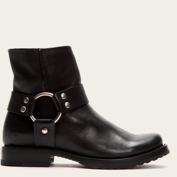 Frye Shoes - FRYE Veronica Harness Short Boot Black Leather Ankle Moto Boots Size 8.5 EUC